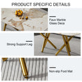 A Modern Minimalist Rectangular Dining Table With A 0.39 Inch Imitation Marble Tabletop And Gold Plated Metal Legs,For Kitchen Dining Living Meeting Room Banquet Hall,1538 White Glass