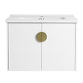 28 Inch Soft Close Doors Bathroom Vanity With Sink, For Small Bathroom Kd Packing Gloss White 2 Bathroom Wall Mounted Modern Plywood