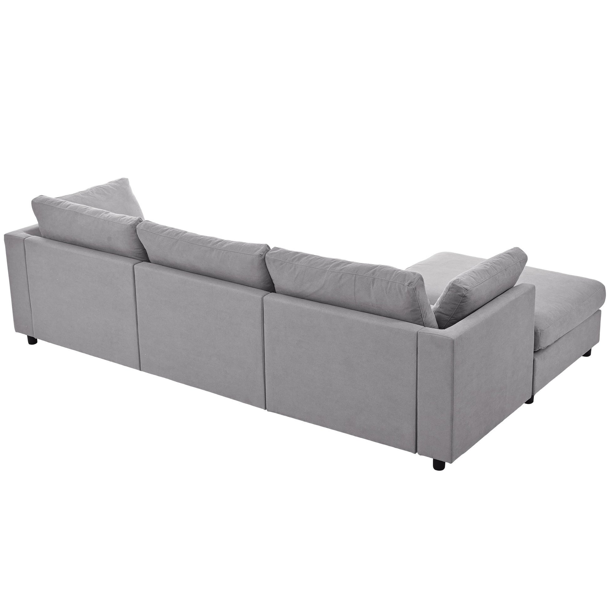 Upholstery Convertible Sectional Sofa, L Shaped Couch With Reversible Chaise Gray Polyester