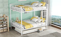 Full Over Full Metal Bunk Bed With Trundle, White White Iron