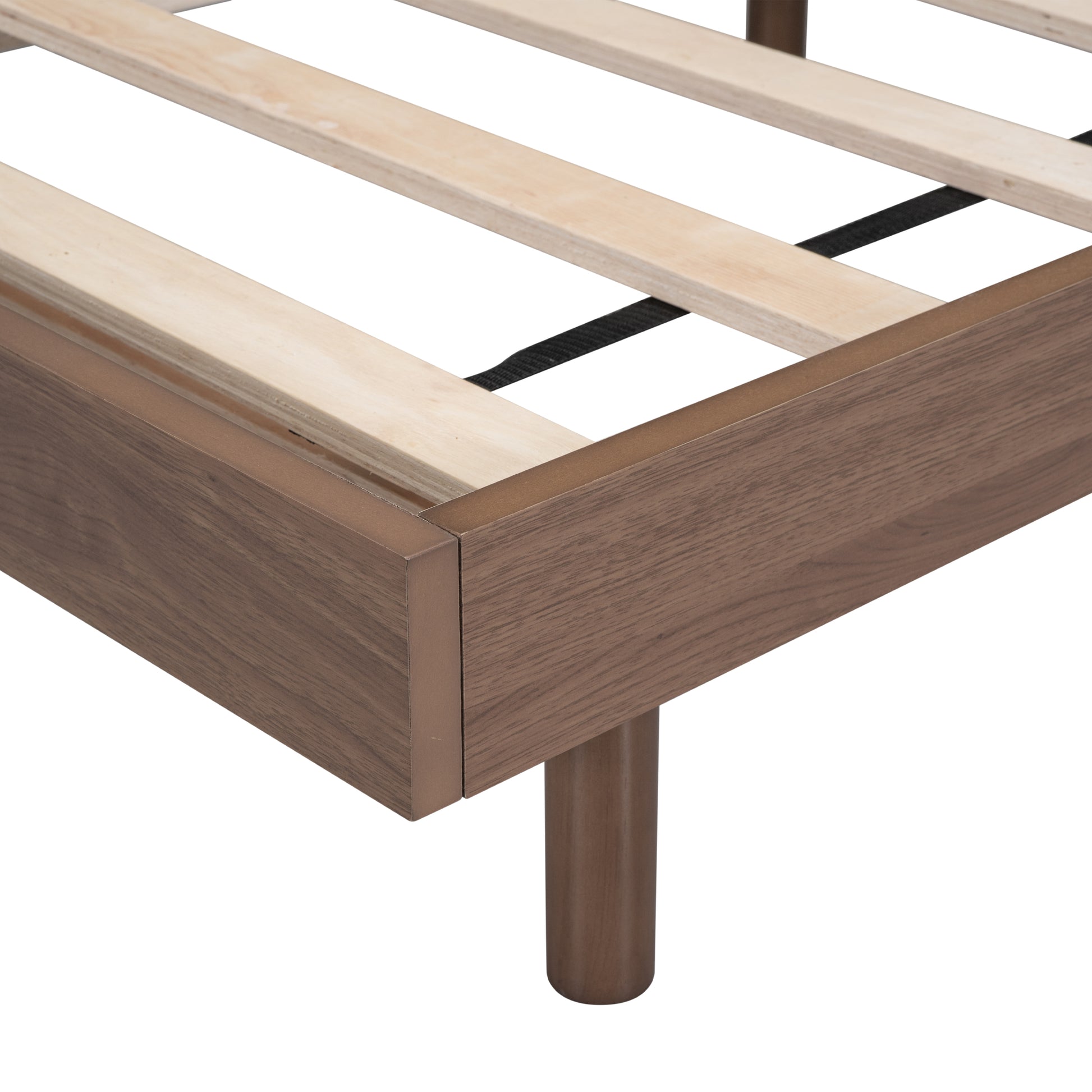 Modern Design Full Floating Platform Bed Frame For Walnut Color Walnut Particle Board