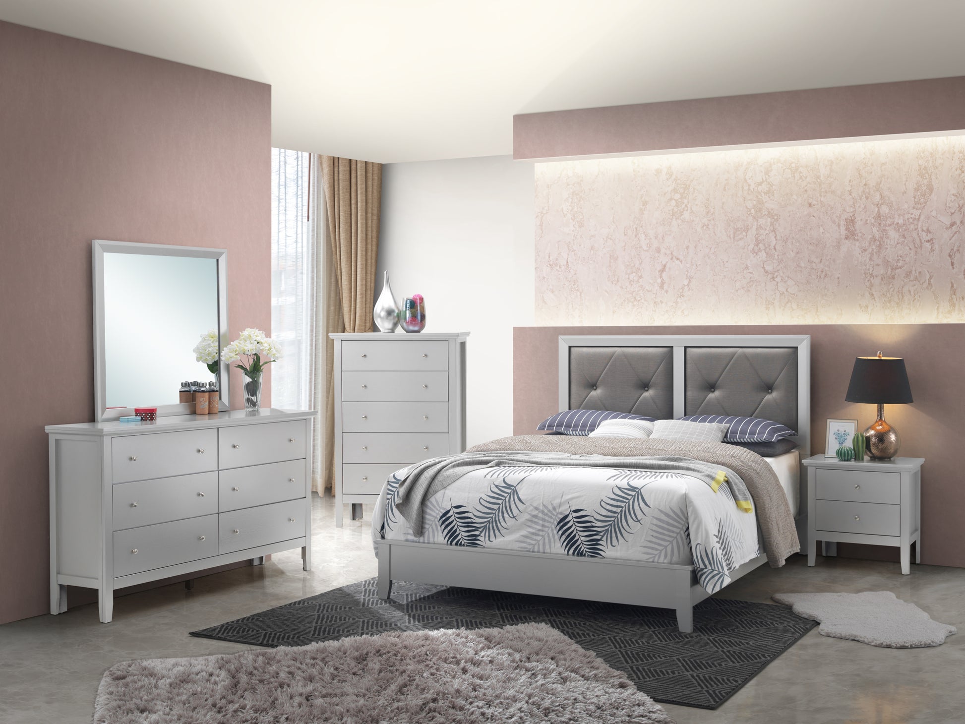 Primo G1333A Qb Queen Bedsilver Champagne Champagne Mdf