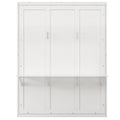 Queen Size Murphy Bed With 2 Side Cabinet Storage Shelves, 68 Inch Cabinet Bed Folding Wall Bed With Desk Combo Perfect For Guest Room, Study, Office,White Old Sku:Bs400491Aac Box Spring Not Required Queen White Wood White Pine Murphy Solid Wood Mdf