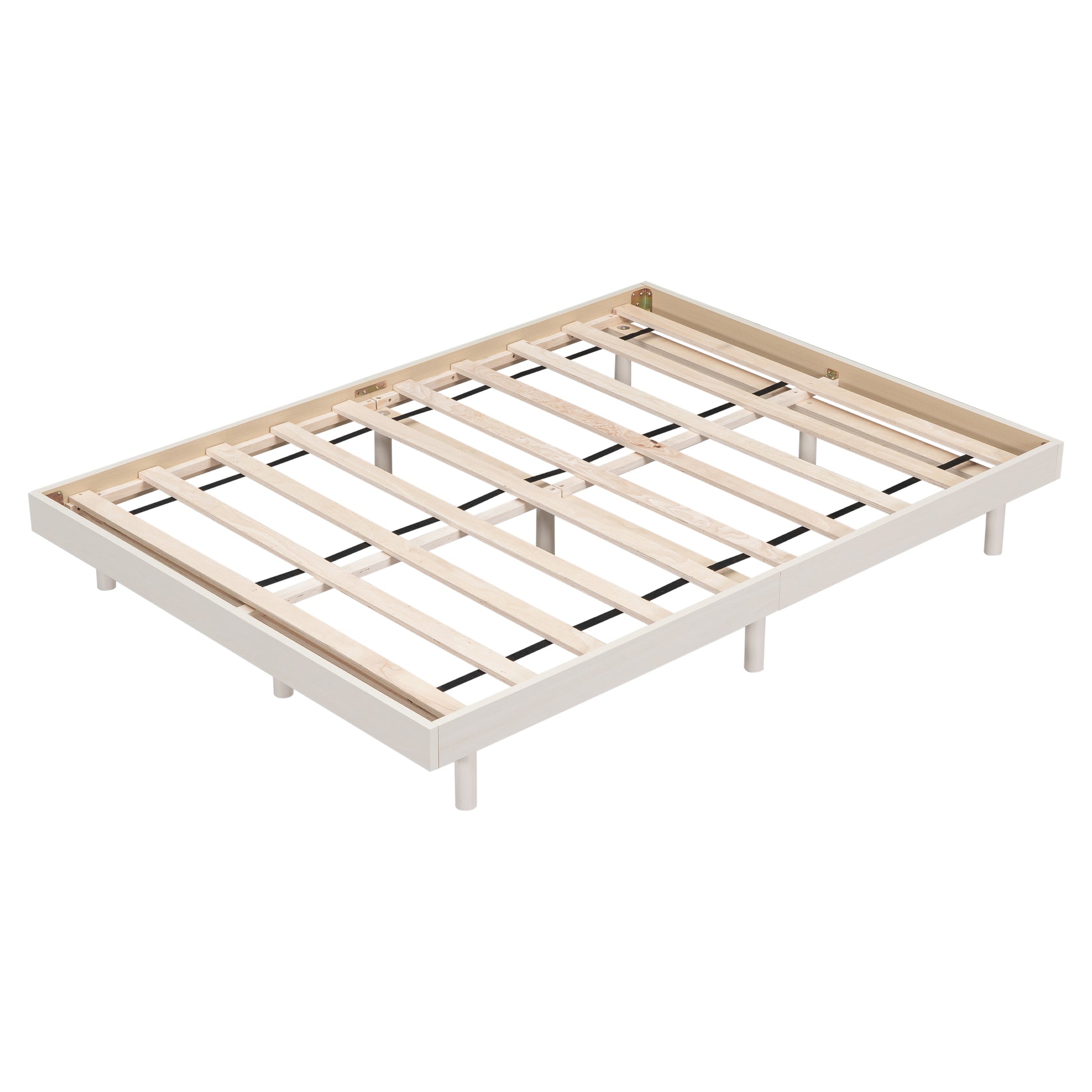 Modern Design Full Floating Platform Bed Frame For White Washed Color White Washed Particle Board