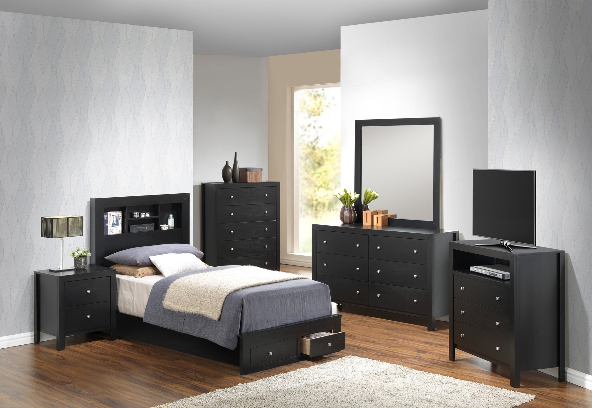 Burlington G2450D Tsb2 Twin Storage Bedblack Box Spring Not Required Twin Black Particle Board