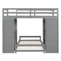 Twin Over Twin Bunk Bed With Led Light And Usb Ports, Gray Twin Gray Plywood