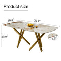 A Modern Minimalist Rectangular Dining Table With A 0.39 Inch Imitation Marble Patterned Glass Tabletop And Gold Plated Metal Legs,For Kitchen Dining Living Meeting Room Banquet Hall,1538 White Glass