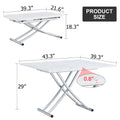 Modern Minimalist Multifunctional Lift Table With 0.8 Inch Mdf Desktop And Silver Metal Legs, Can Be Used As A Dressing Table, Coffee Table, Dining Table, And Office Table White Metal