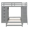 Twin Over Twin Bunk Bed With Led Light And Usb Ports, Gray Twin Gray Plywood