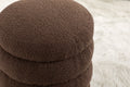 006 Soft Boucle Round Ottoman Footrest Stool,Brown Brown Boucle