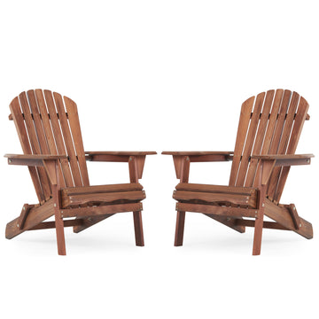 Wooden Outdoor Folding Adirondack Chair Set Of 2 Wood Lounge Patio Chair For Garden,Garden, Lawn, Backyard, Deck, Pool Side, Fire Pit,Half Assembled Natural & Light Brown Wood Solid Wood