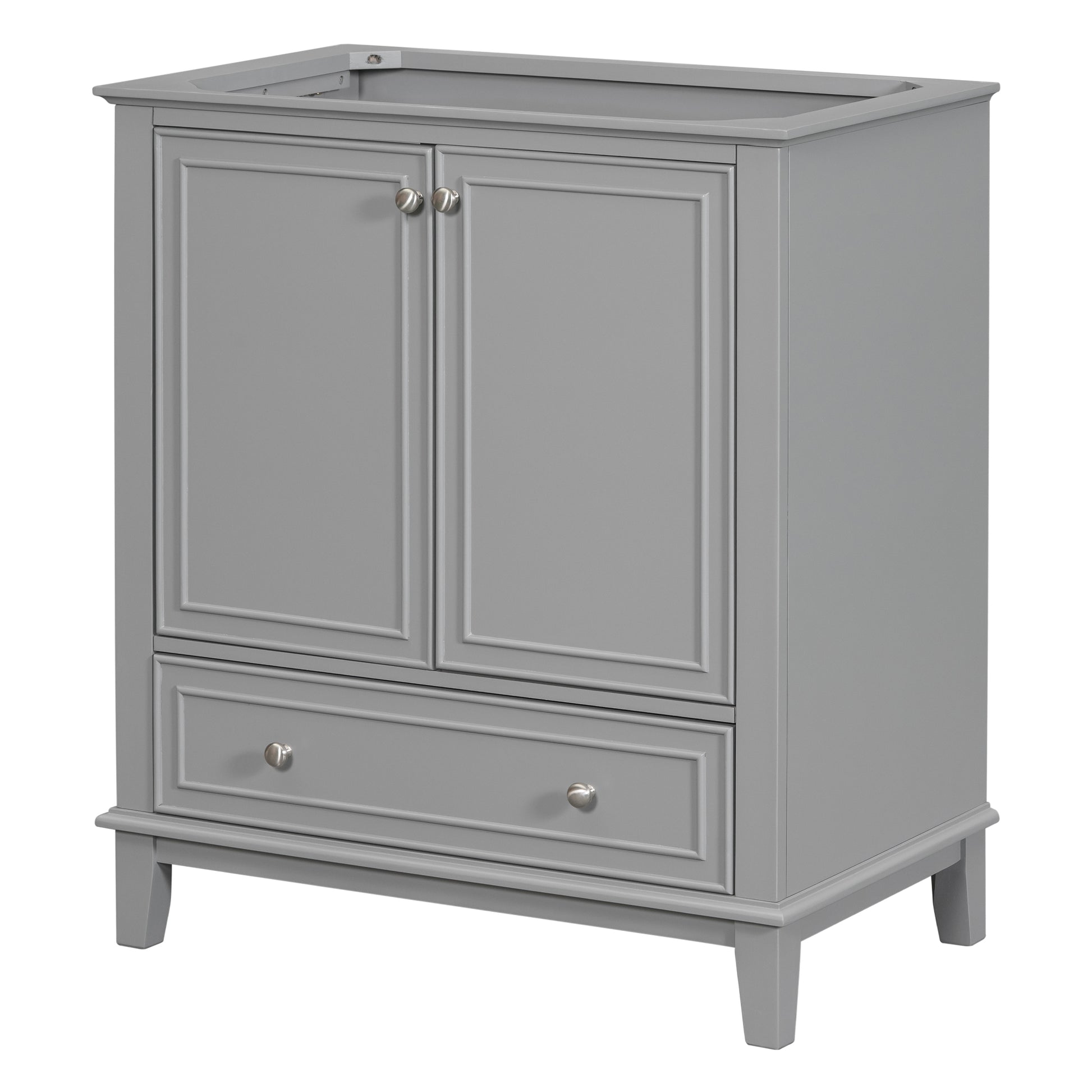 30" Bathroom Vanity Without Sink, Base Only, Multi Functional Bathroom Cabinet With Doors And Drawer, Solid Frame And Mdf Board, Grey Grey Solid Wood Mdf