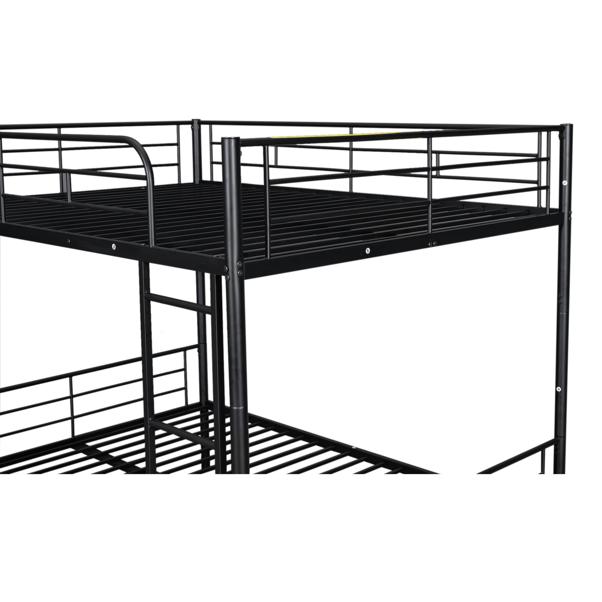 Full Over Full Metal Bunk Bed With Trundle, Black Black Iron