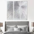 Hand Painted Triptych 3 Piece Dimensional Resin Wall Art Set Silver Mdf