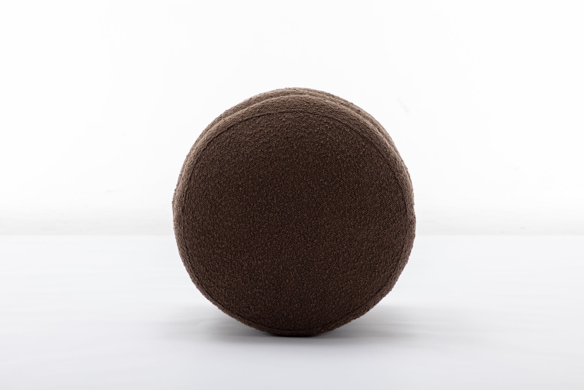 006 Soft Boucle Round Ottoman Footrest Stool,Brown Brown Boucle
