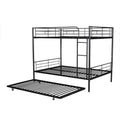 Full Over Full Metal Bunk Bed With Trundle, Black Black Iron