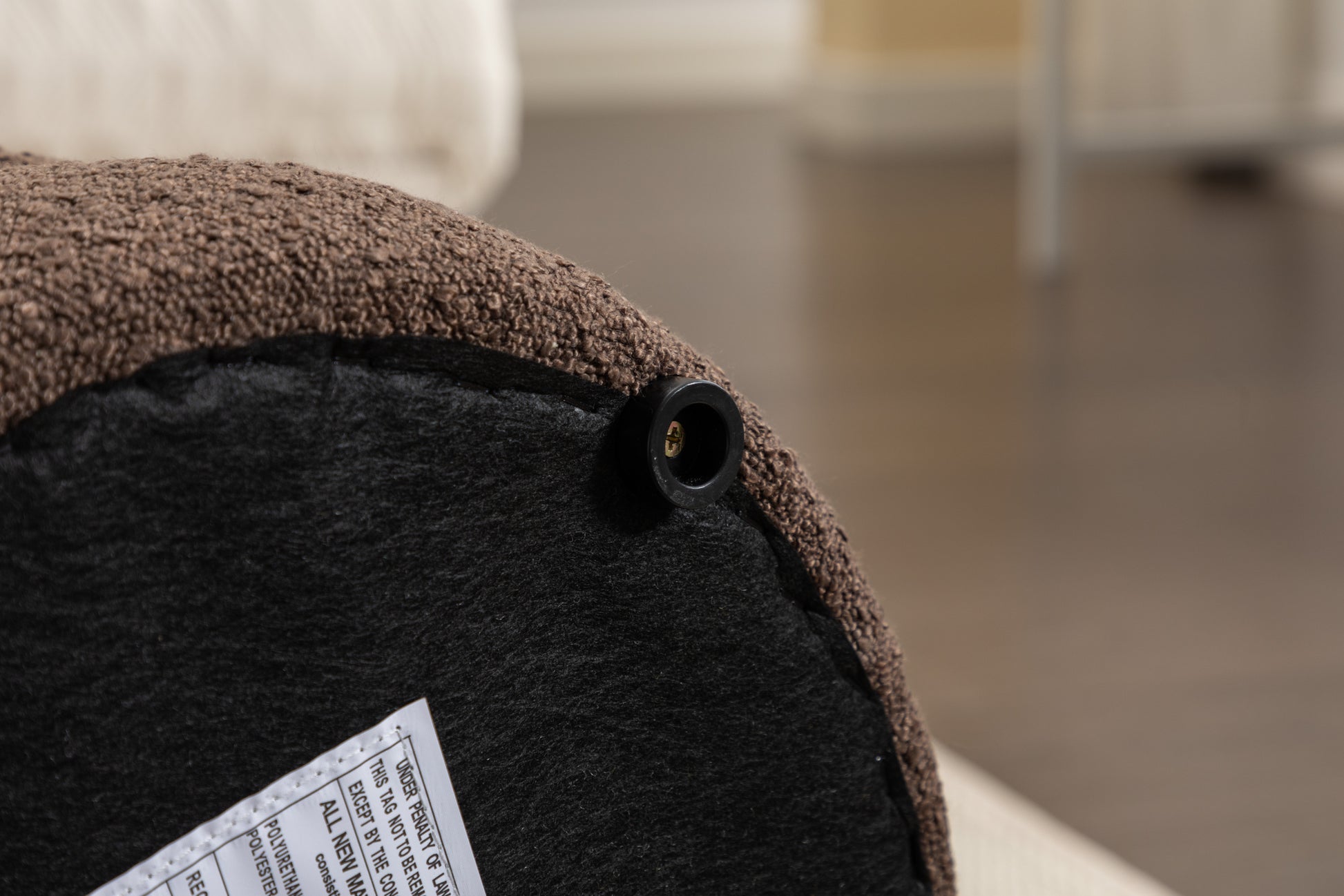 006 Soft Boucle Round Ottoman Footrest Stool,Brown Brown Boucle