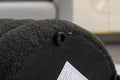 006 Soft Boucle Round Ottoman Footrest Stool,Black Black Boucle