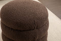 006 Soft Boucle Round Ottoman Footrest Stool,Brown Brown Boucle