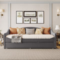 Teddy Fleece Twin Size Upholstered Daybed With Light And Trundle, Gray Twin Gray Fleece