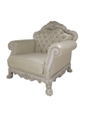 Dresden Chair W 2 Pillows, Synthetic Leather & Bone White Finish Lv01690 White Pu Leather