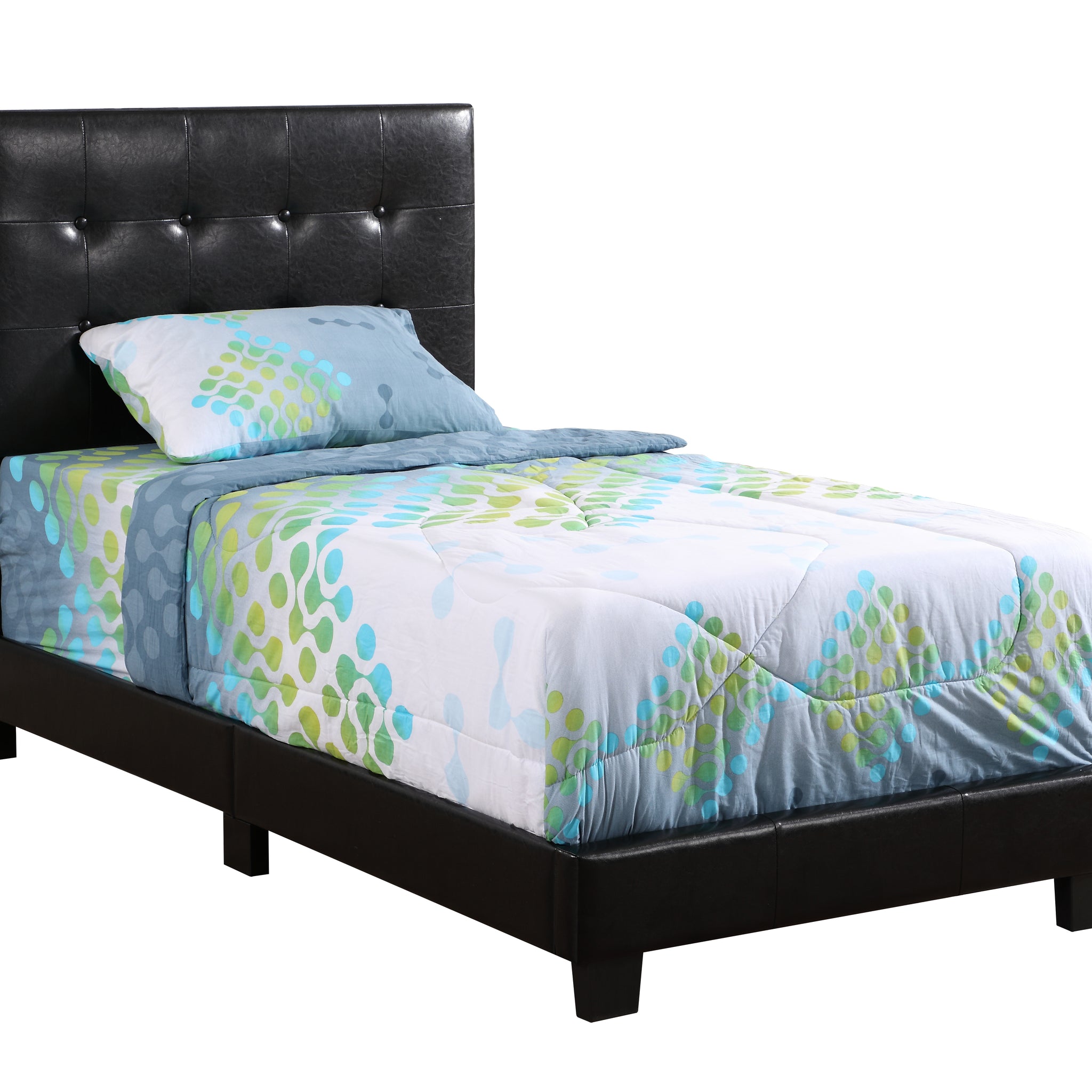 Caldwell G1304 Tb Up Twin Bedblack Box Spring Required Twin Black Foam Faux Leather Pu