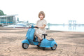 6V Licensed Vespa Scooter Motorcycle With Side Car For Kids, Blue Blue Chrome