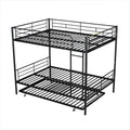 Full Over Full Metal Bunk Bed With Trundle, Black Black Iron