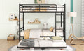 Full Over Full Metal Bunk Bed With Trundle, Black Black Iron