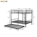 Full Over Full Metal Bunk Bed With Trundle, Black Black Iron