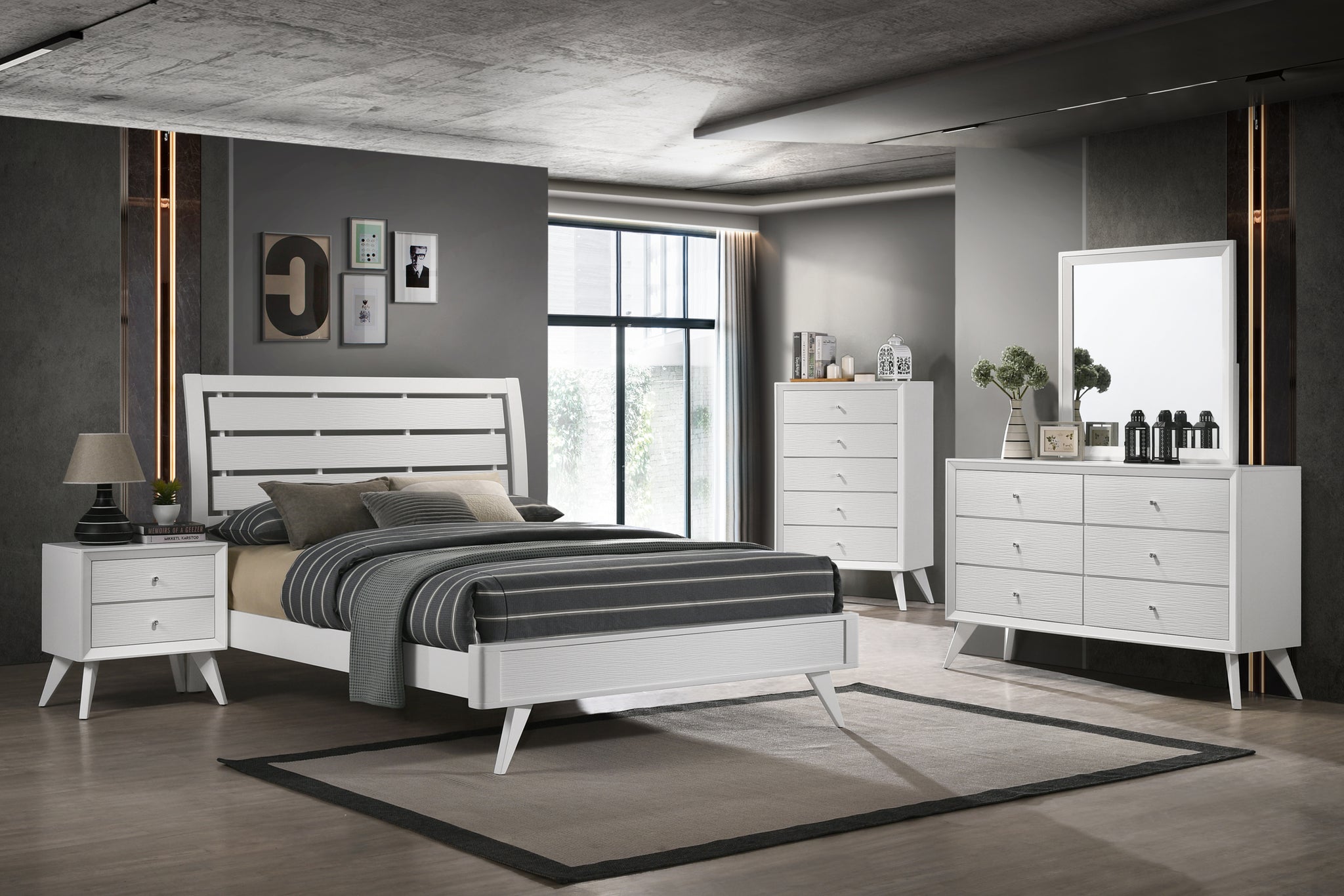 Cerys Eastern King Bed, White Finish Bd01557Ek White Wood