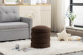 006 Soft Boucle Round Ottoman Footrest Stool,Brown Brown Boucle
