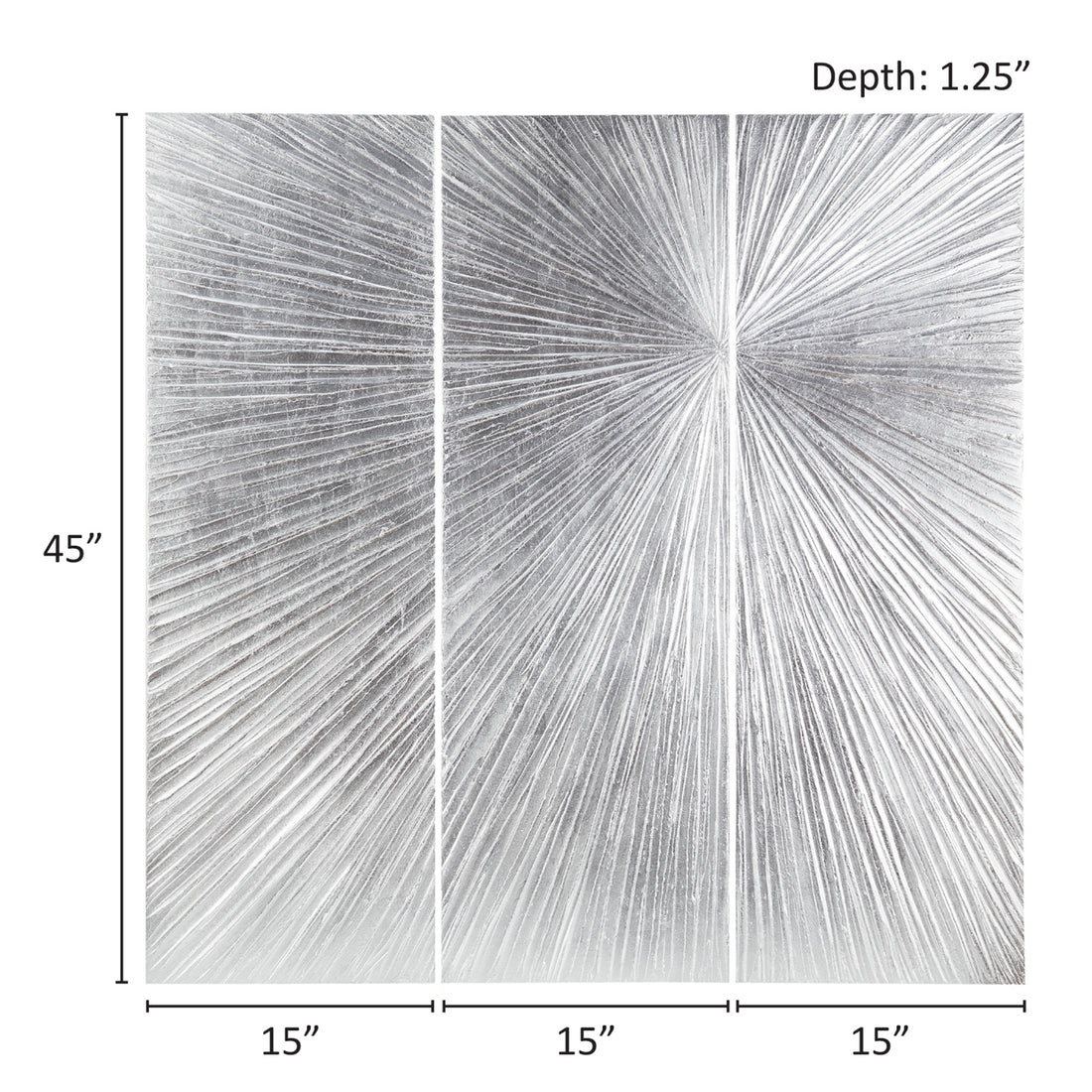 Hand Painted Triptych 3 Piece Dimensional Resin Wall Art Set Silver Mdf