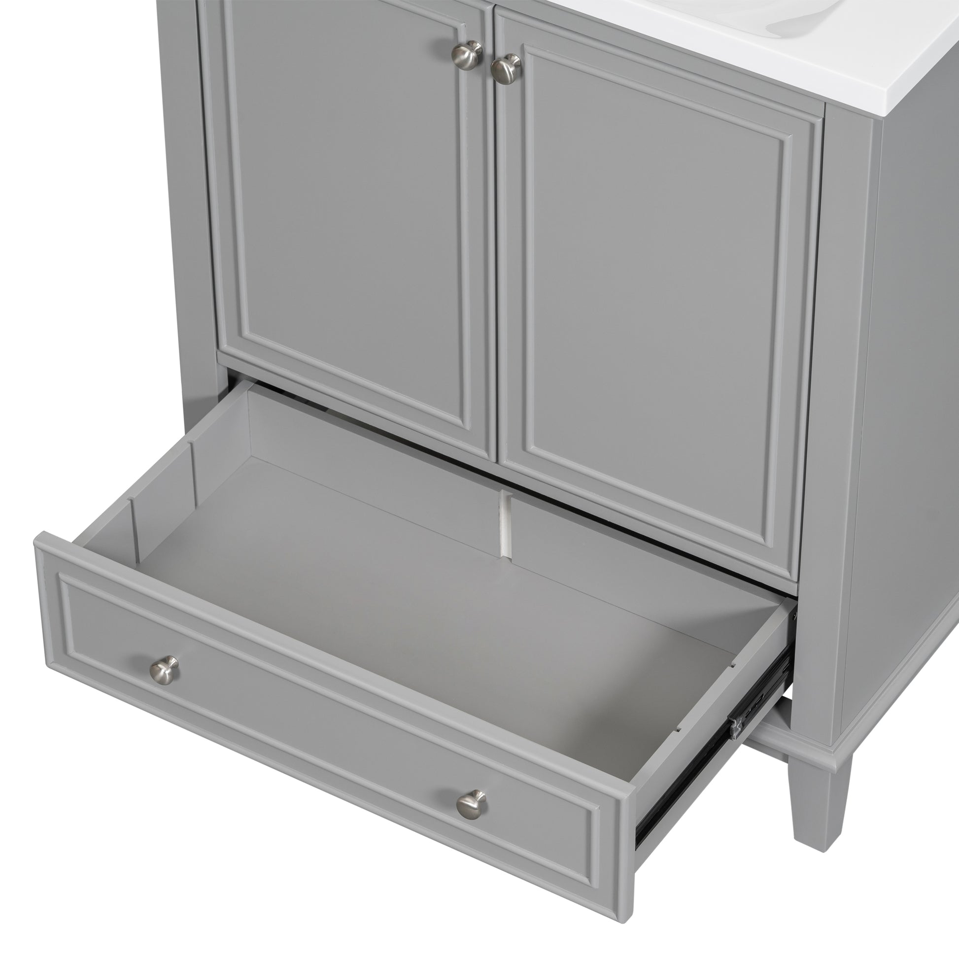 30" Bathroom Vanity With Sink Combo, Multi Functional Bathroom Cabinet With Doors And Drawer, Solid Frame And Mdf Board, Grey Grey Solid Wood Mdf