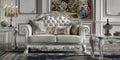 Dresden Loveseat W 3 Pillows, Synthetic Leather & Bone White Finish Lv01689 White Pu Leather