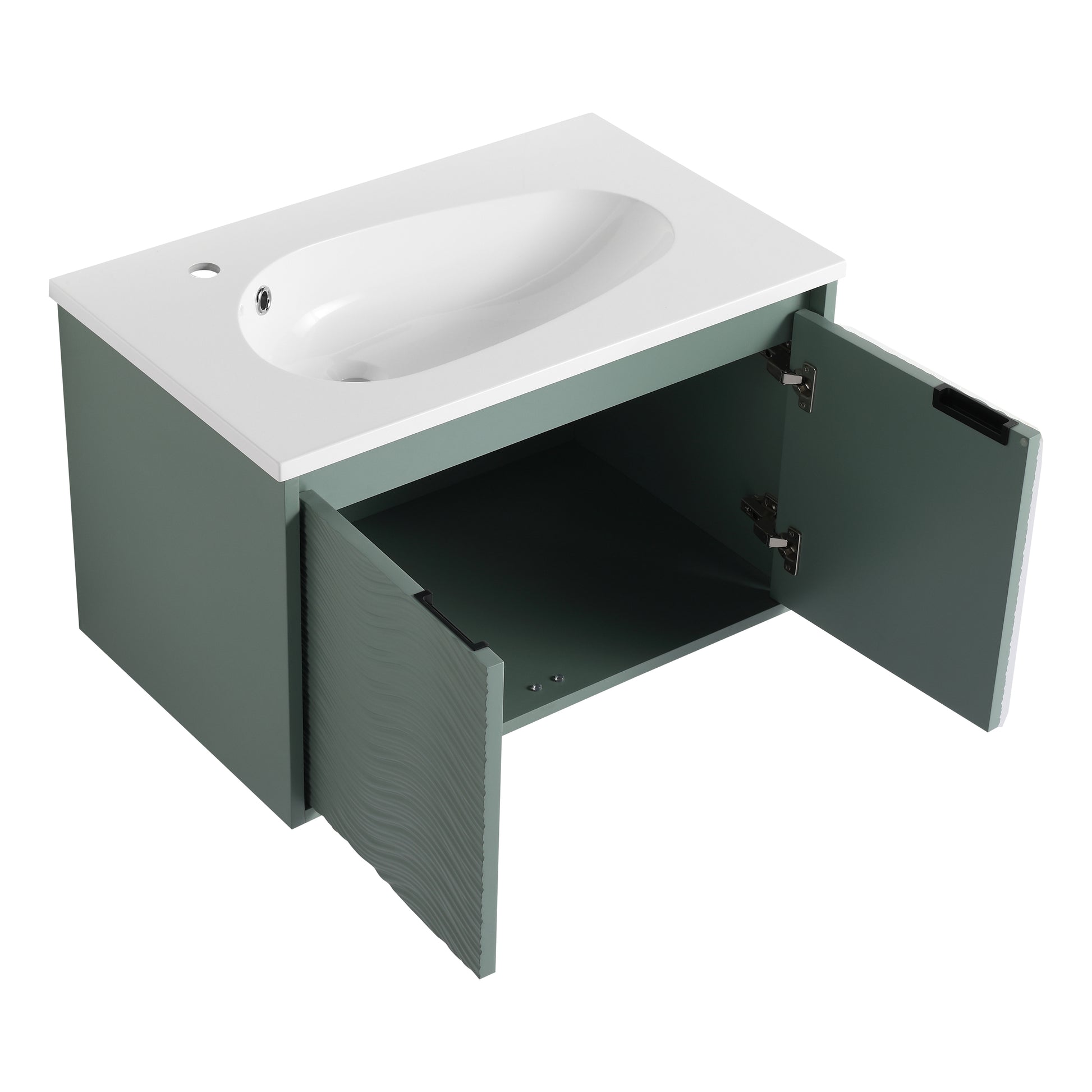 30 Inch Wall Mounted Bathroom Vanity, Soft Close Doors, For Small Bathroom Kd Packing Green 2 Bathroom Wall Mounted Modern Plywood