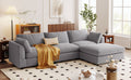 Upholstery Convertible Sectional Sofa, L Shaped Couch With Reversible Chaise Gray Polyester