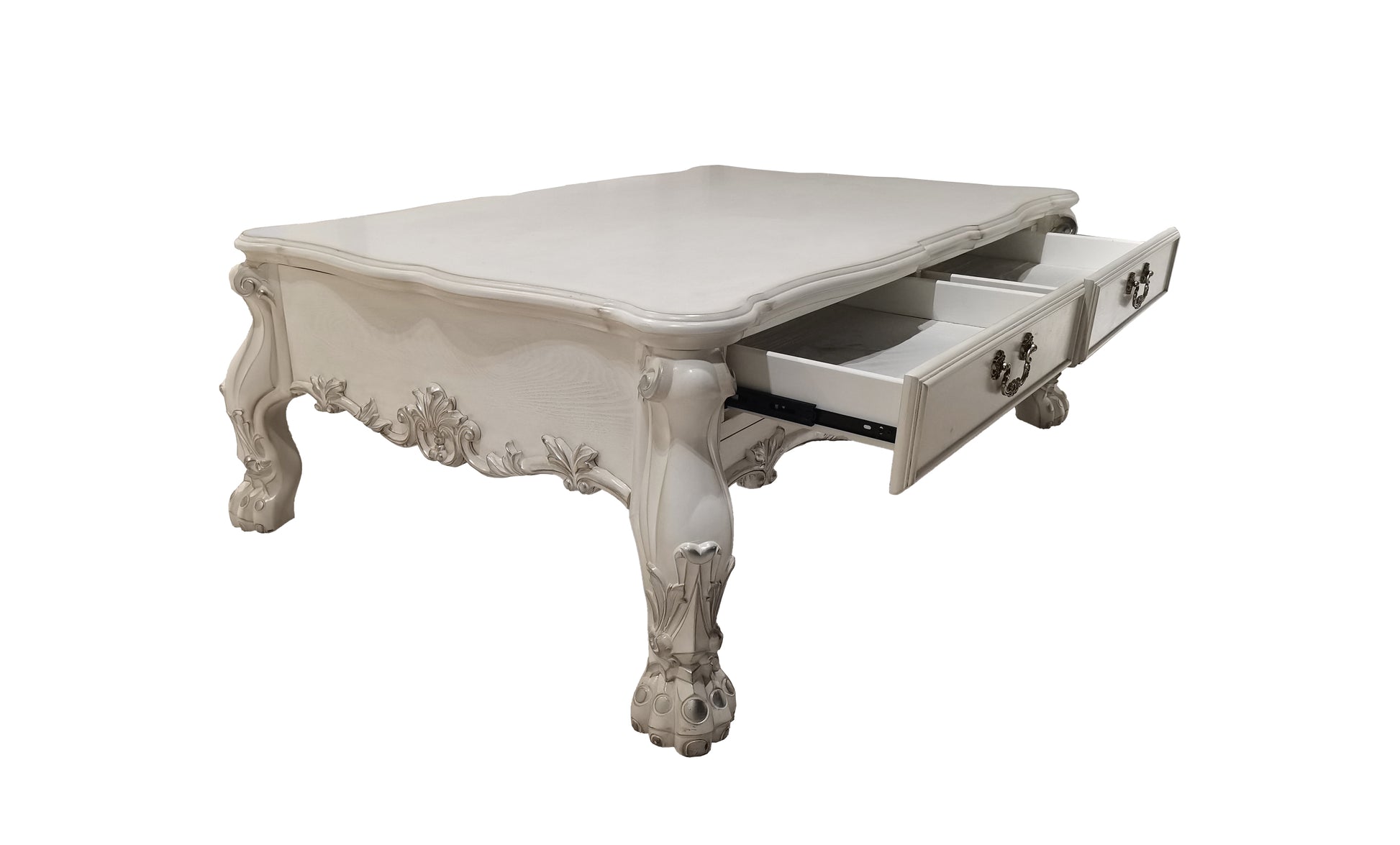 Dresden Coffee Table, Bone White Finish Lv01686 White Wood