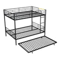 Full Over Full Metal Bunk Bed With Trundle, Black Black Iron