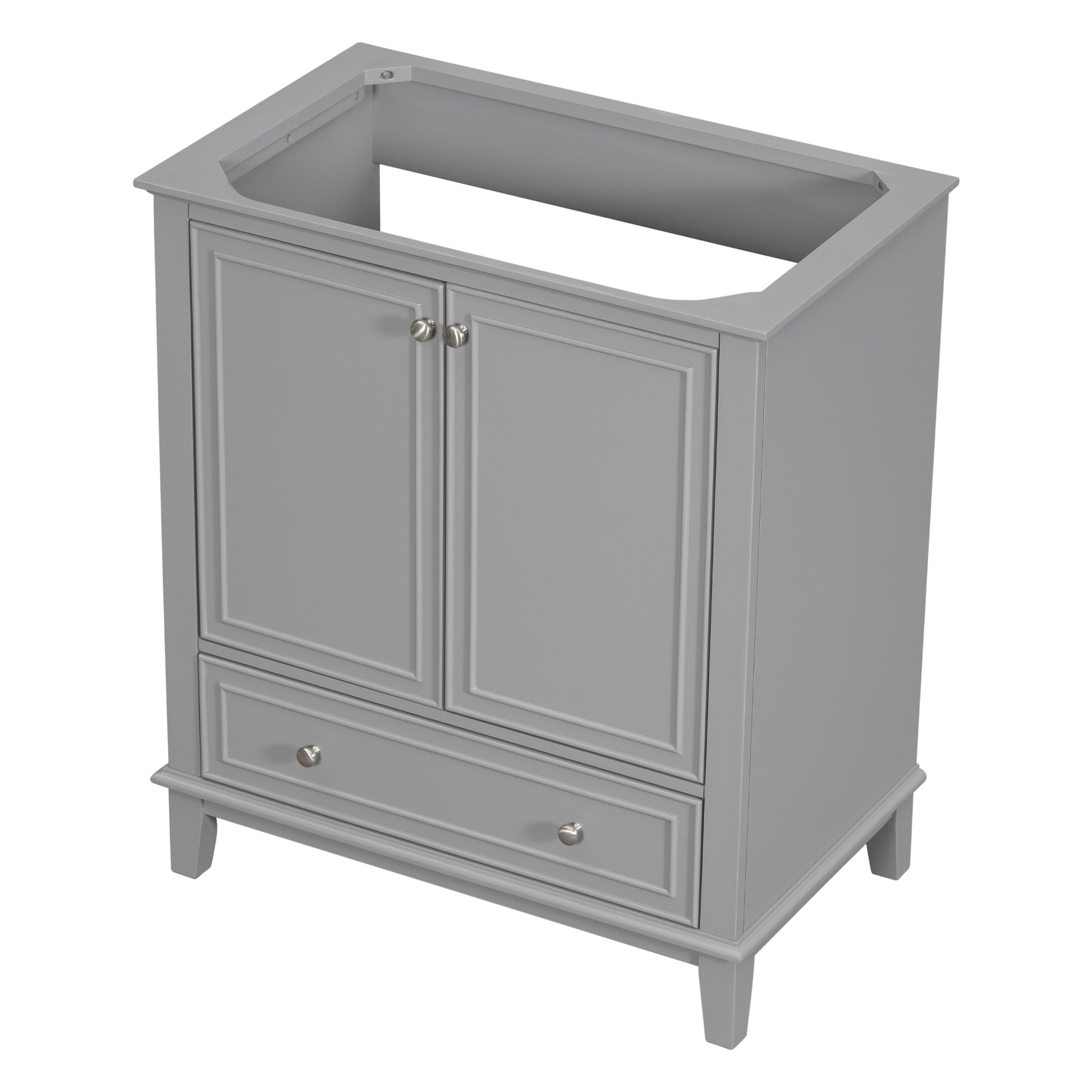 30" Bathroom Vanity Without Sink, Base Only, Multi Functional Bathroom Cabinet With Doors And Drawer, Solid Frame And Mdf Board, Grey Grey Solid Wood Mdf