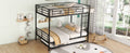 Full Over Full Metal Bunk Bed With Trundle, Black Black Iron