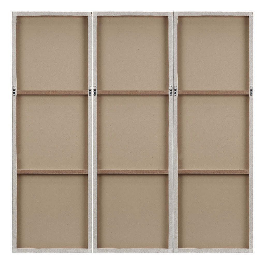Hand Painted Triptych 3 Piece Dimensional Resin Wall Art Set Silver Mdf
