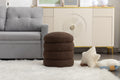 006 Soft Boucle Round Ottoman Footrest Stool,Brown Brown Boucle