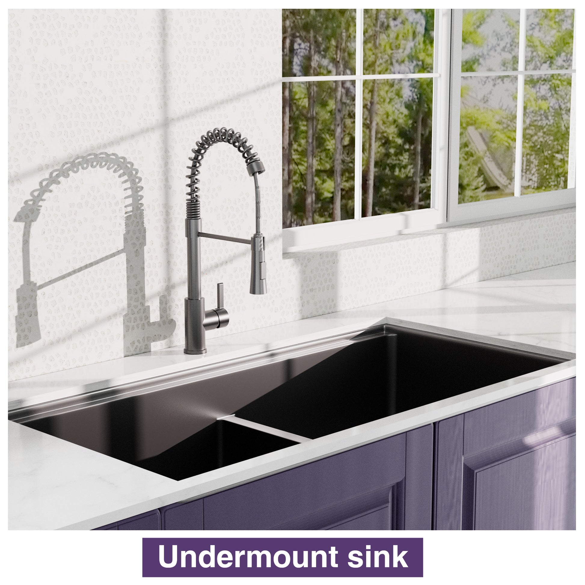 All In One 33X19Inch Undermount Gunmetal Black Double Bowl Kitchen Sink 18 Guage Stainless Steel With Faucet Gunmetal Black Stainless Steel