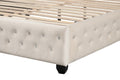 Sophia Crystal Tufted Queen Bed Made With Wood In Cream Box Spring Not Required Queen Cream Wood Bedroom Contemporary,Modern Upholstered Velvet Wood