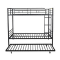 Full Over Full Metal Bunk Bed With Trundle, Black Black Iron