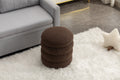 006 Soft Boucle Round Ottoman Footrest Stool,Brown Brown Boucle