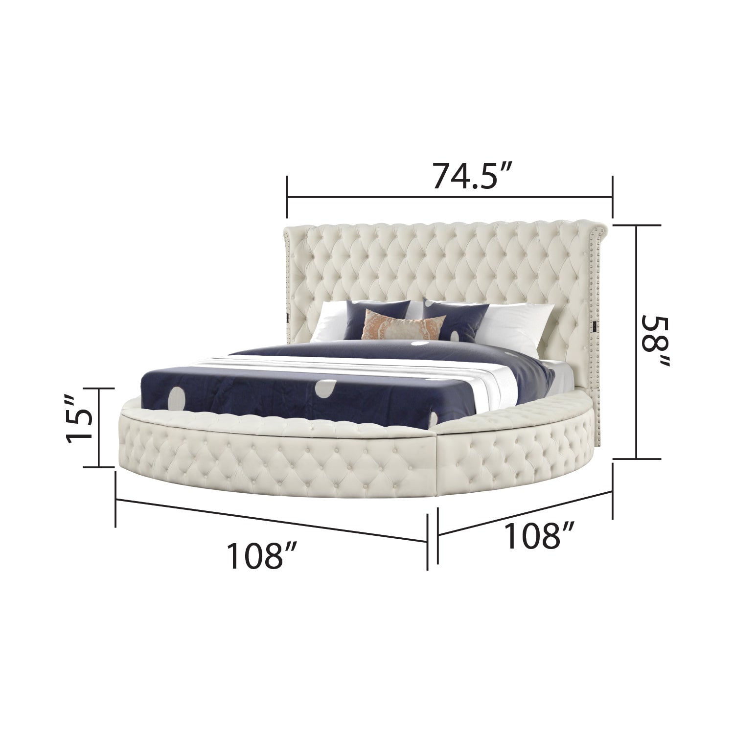 Hazel Modern Style Queen Bed With Usb Charger & Made With Wood In Cream Box Spring Not Required Queen Cream Wood Bedroom Modern Slat Beds Upholstered Velvet Wood