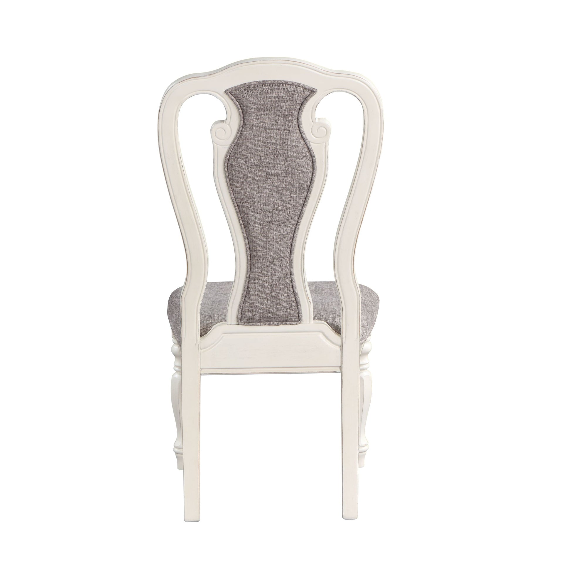 Florian Side Chair Set 2 , Gray Fabric & Antique White Finish Dn01654 Gray Fabric