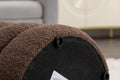 006 Soft Boucle Round Ottoman Footrest Stool,Brown Brown Boucle